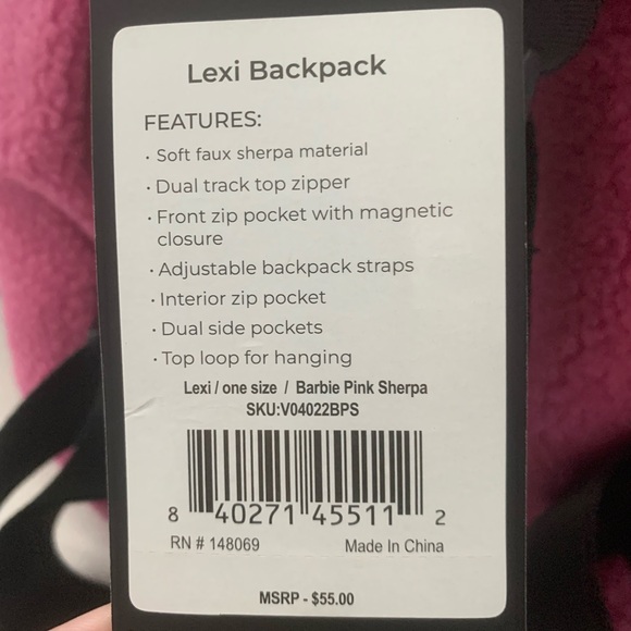 Vooray x Barbie Pink and Black Fuzzy Lexi Backpack - Picture 4 of 4